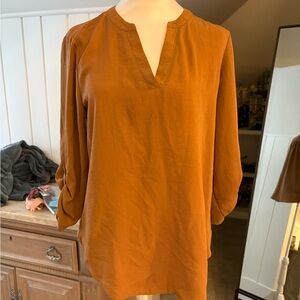 Elegant Women's Rust V-Neck Tunic